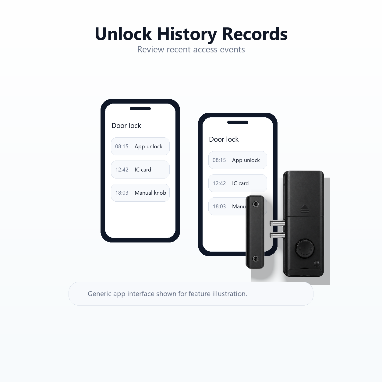 Unlock history records app view for smart door lock