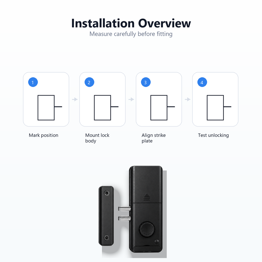 Installation overview for concealed Bluetooth door lock and strike plate