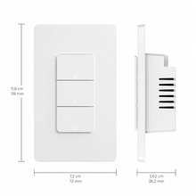 NéoMatter Comfort, schéma des dimensions de l'interrupteur WiFi Matter multi-boutons avec module arrière.