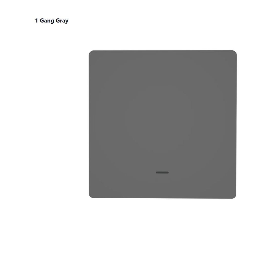Studio packshot of gray one-gang EU smart wall switch