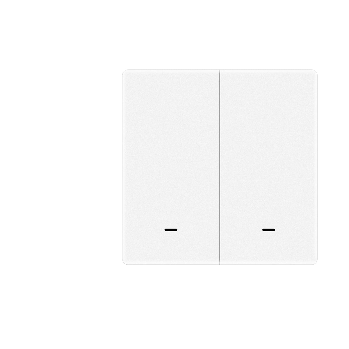 Interrupteur WiFi Matter NéoMatter Comfort EU blanc deux canaux sur fond blanc.