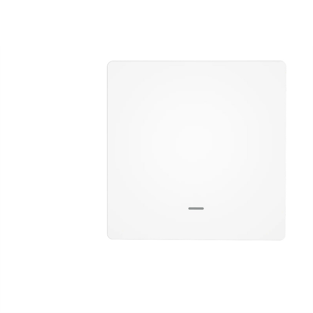 Interrupteur WiFi Matter NéoMatter Comfort EU blanc un canal sur fond blanc.