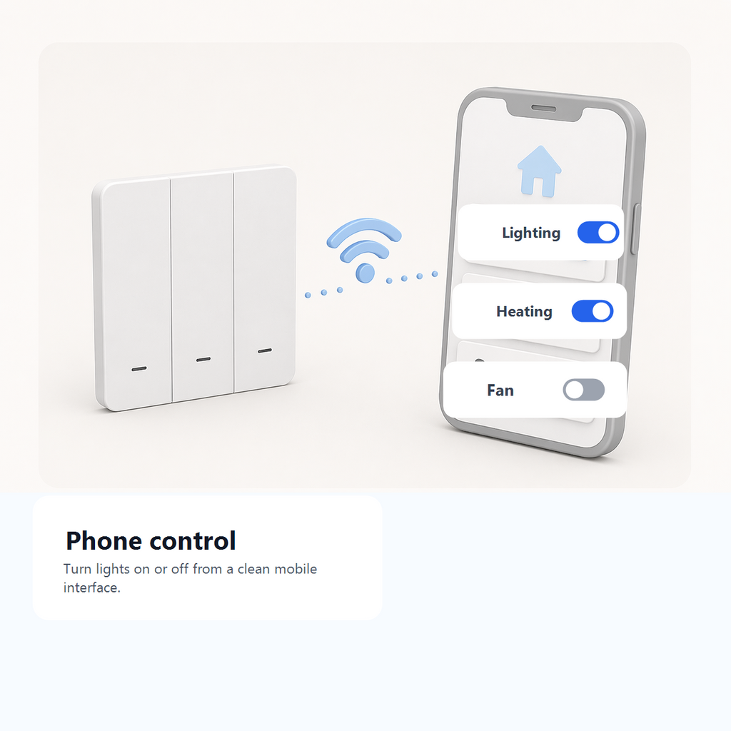 Phone control graphic for NeoMatter Comfort EU switch