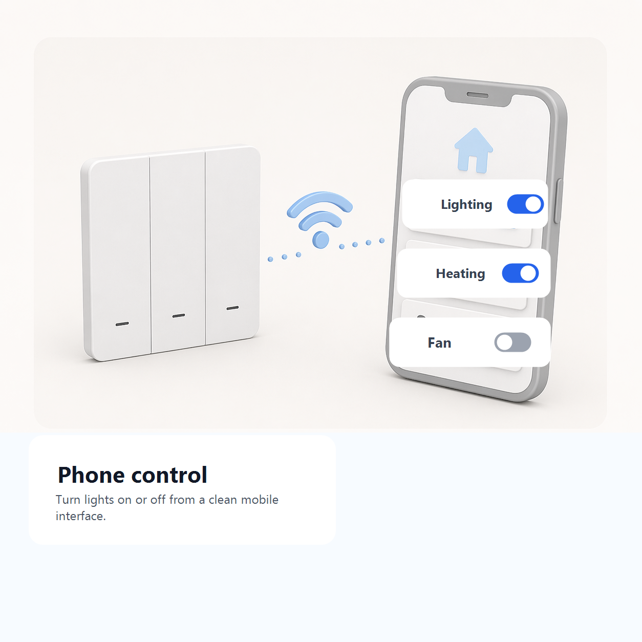 Phone control graphic for NeoMatter Comfort EU switch
