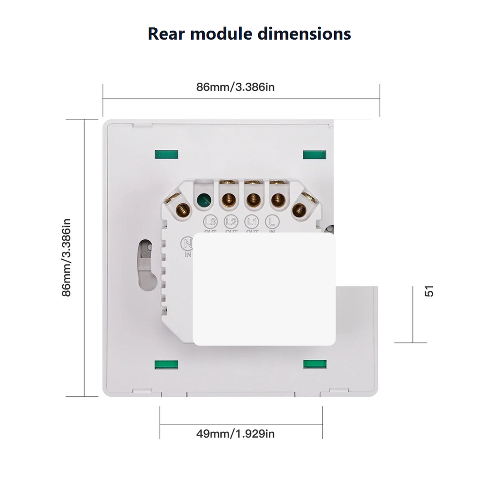 Rear module dimensions diagram for NeoMatter Comfort EU