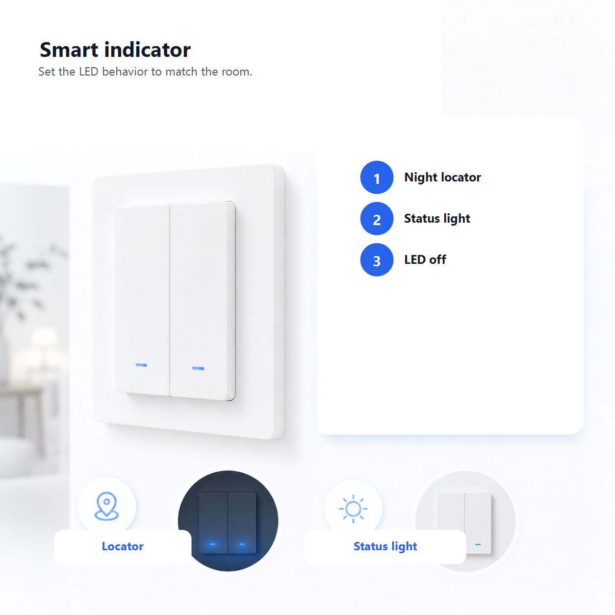 Smart indicator light modes for NeoMatter Comfort EU