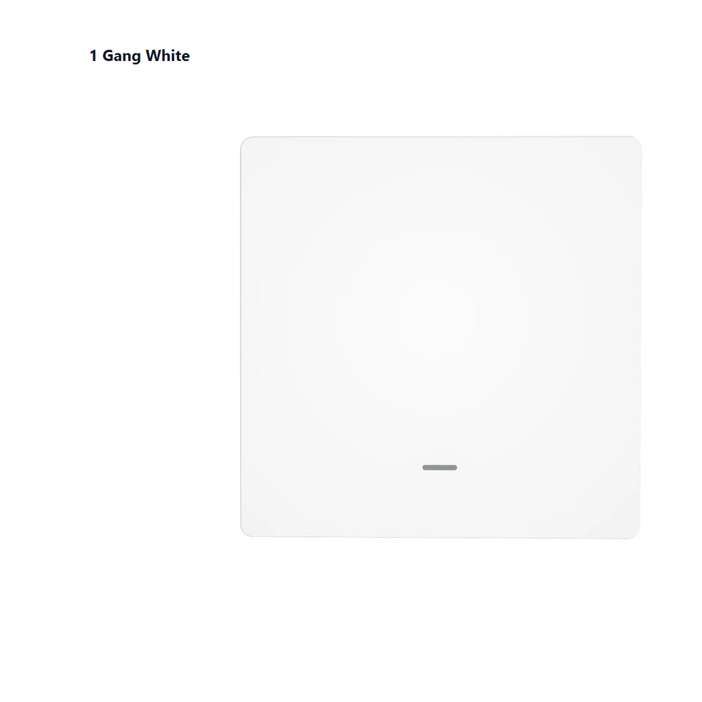Studio packshot of white one-gang EU smart wall switch