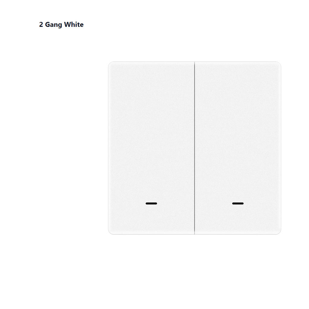 Studio packshot of white two-gang EU smart wall switch