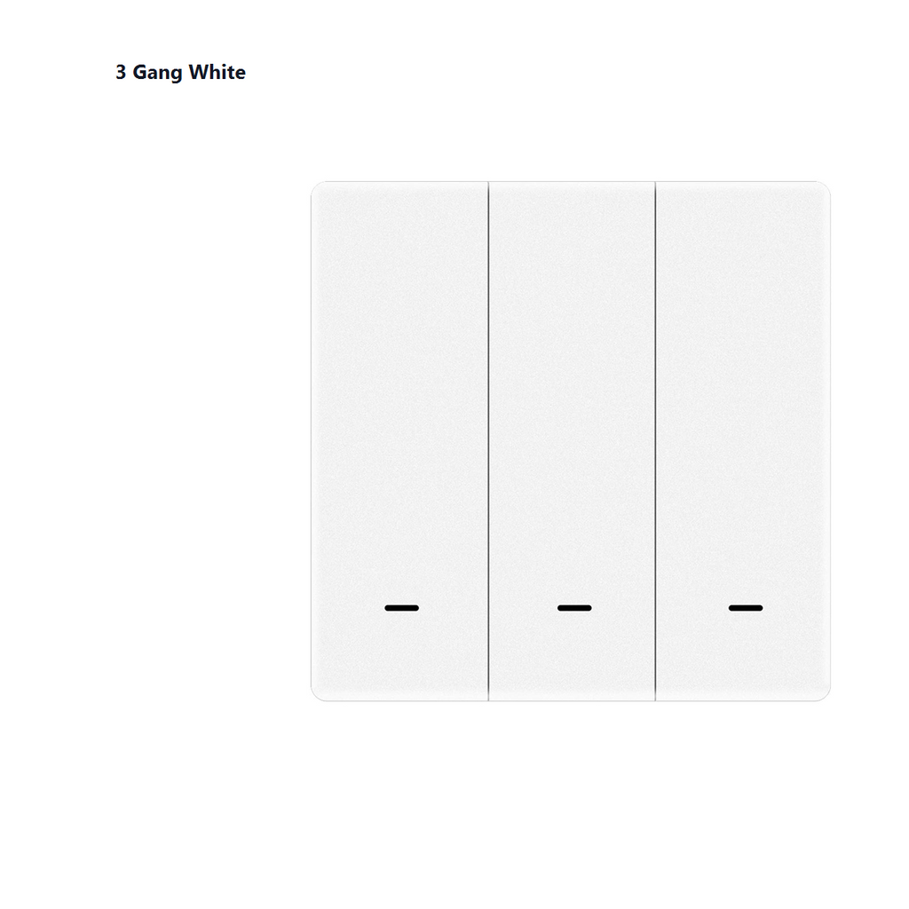 Studio packshot of white three-gang EU smart wall switch