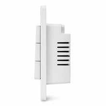 NéoMatter Comfort, vue latérale de l'interrupteur WiFi Matter avec module arrière et façade blanche.
