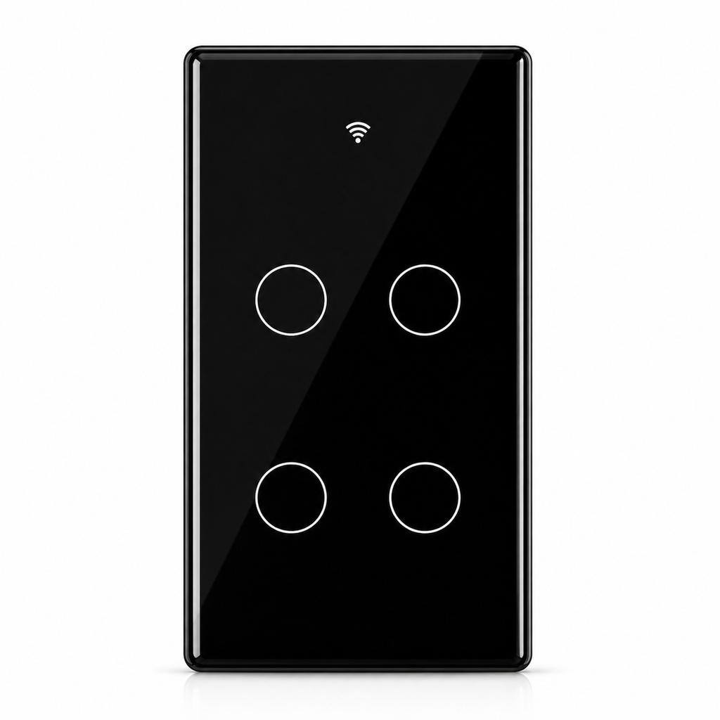 Black glass NéoMatter touch switch with four circular control zones