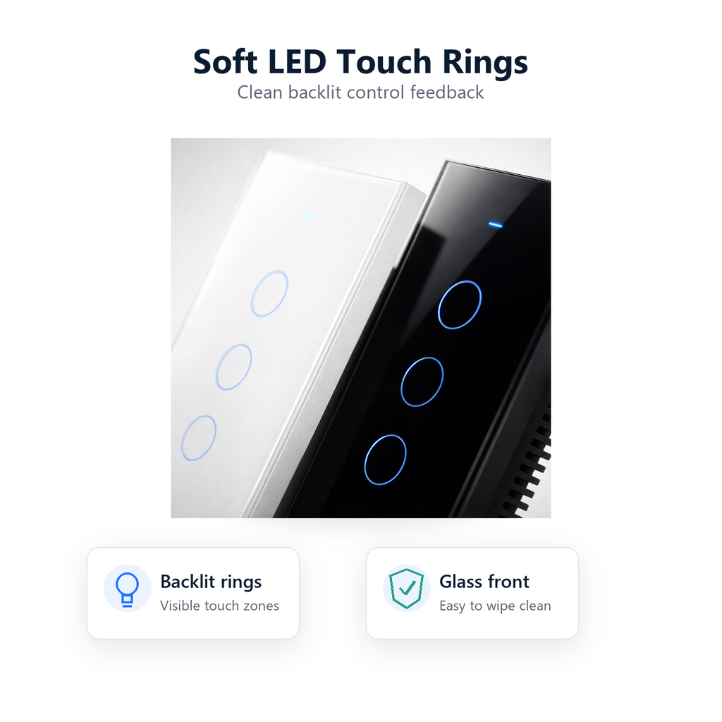 LED touch ring detail for NéoMatter Glass Comfort switch