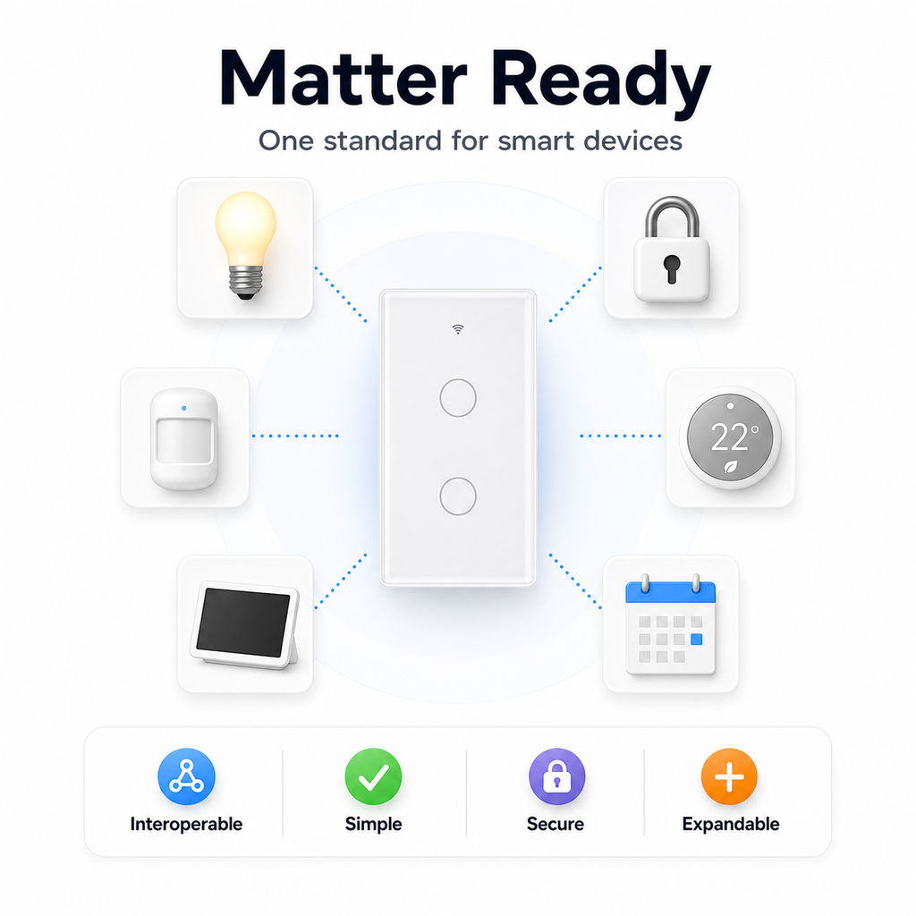 Matter Ready smart device interoperability diagram for NéoMatter Glass Comfort