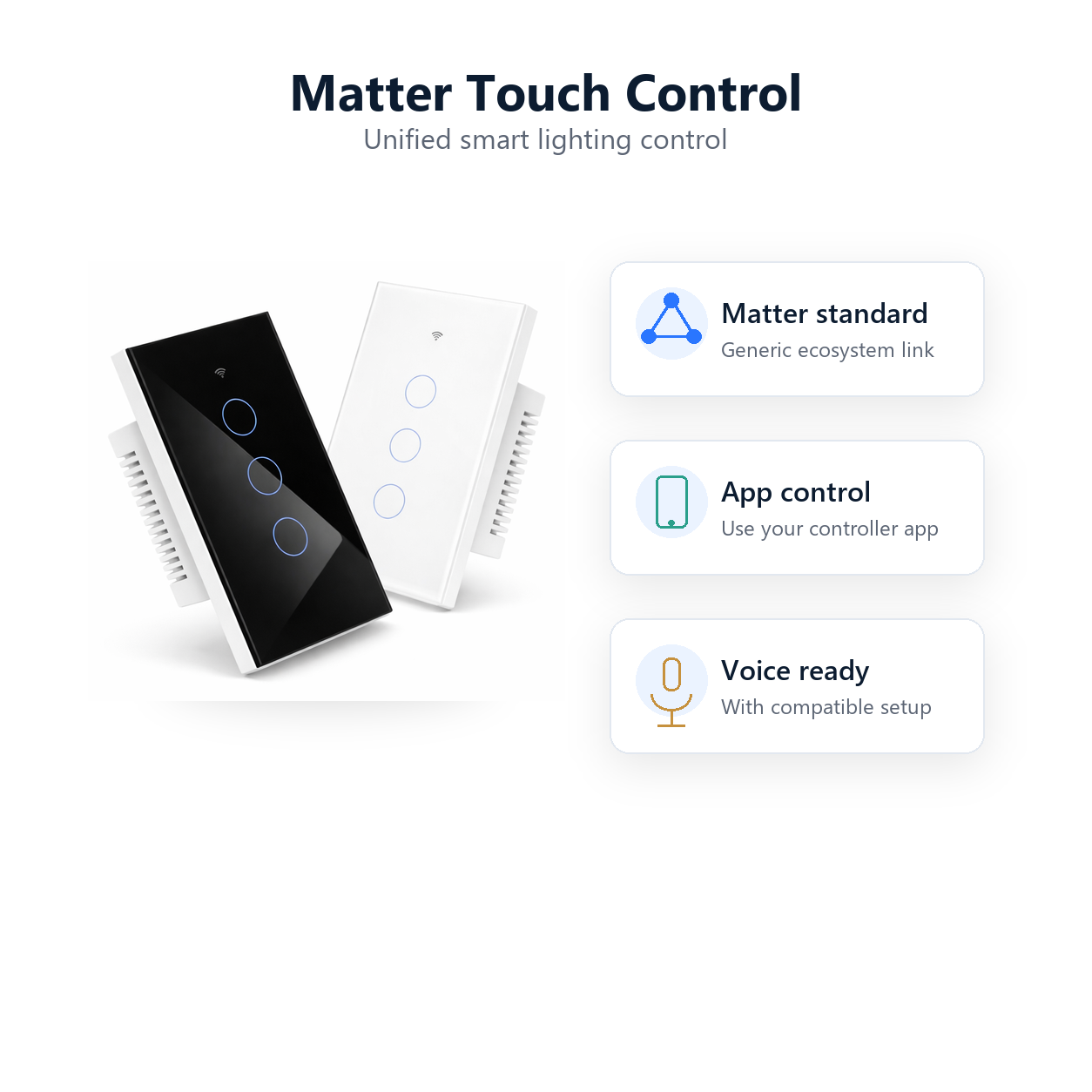 Matter touch control overview for NéoMatter Glass Comfort smart switch