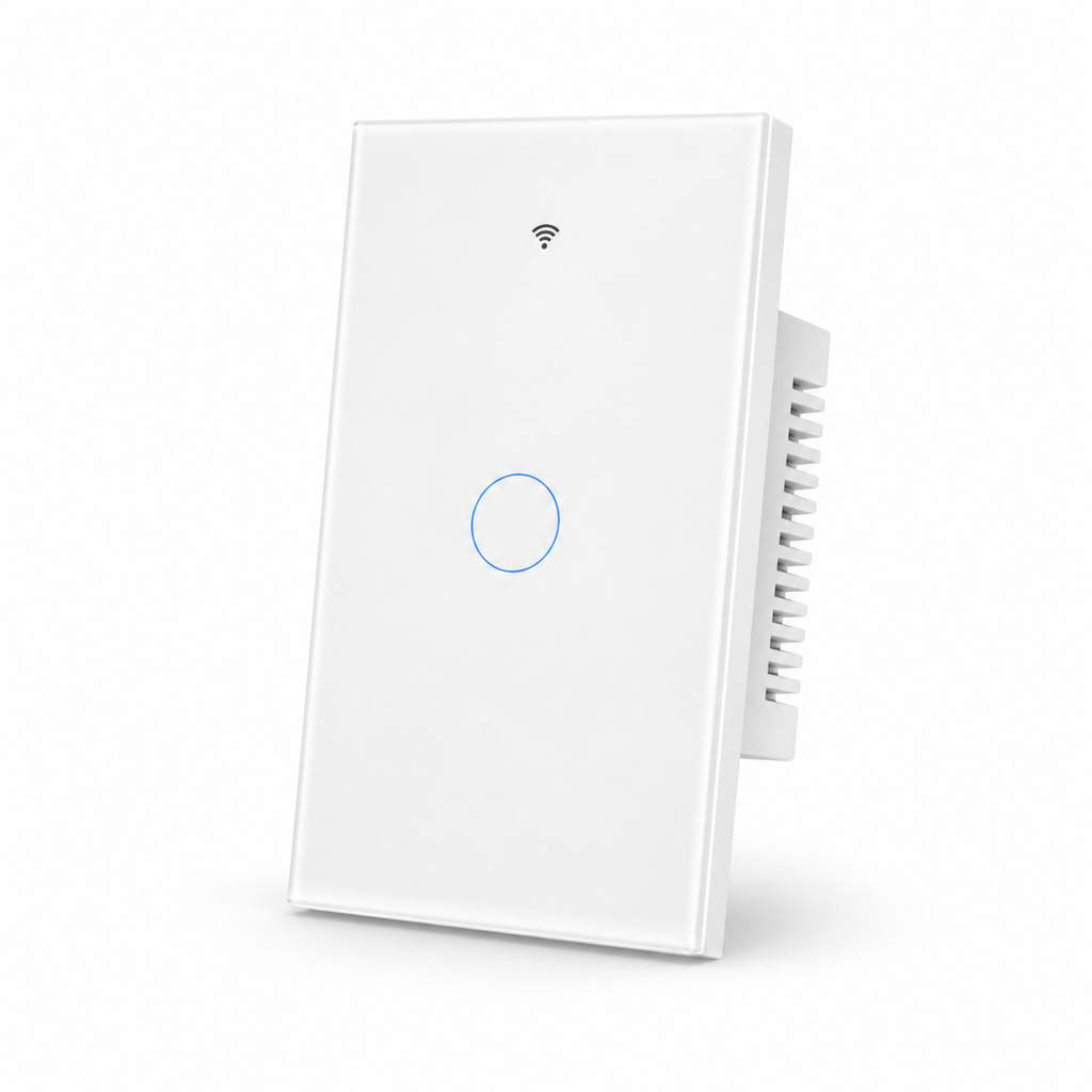 NéoMatter Glass Comfort Matter US white one-channel touch switch, clean studio packshot