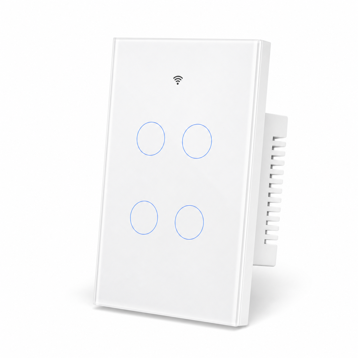 NéoMatter Glass Comfort Matter US white four-channel touch switch, clean studio packshot