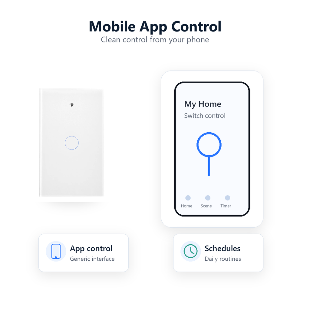 Mobile app control interface for NéoMatter Glass Comfort switch