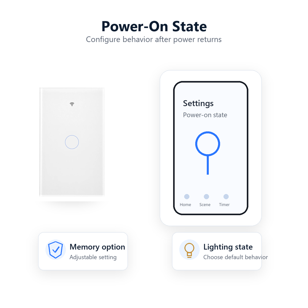 Power-on state setting visual for NéoMatter Glass Comfort switch