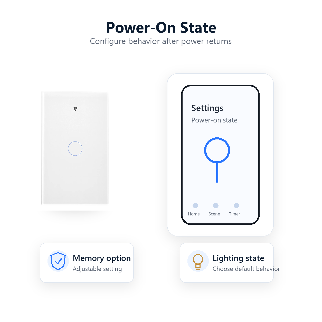 Power-on state setting visual for NéoMatter Glass Comfort switch