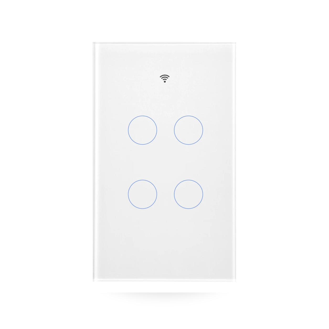 Studio packshot of white NéoMatter Glass Comfort four-button touch switch