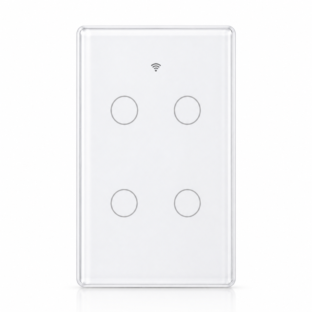 White glass NéoMatter touch switch with four circular control zones