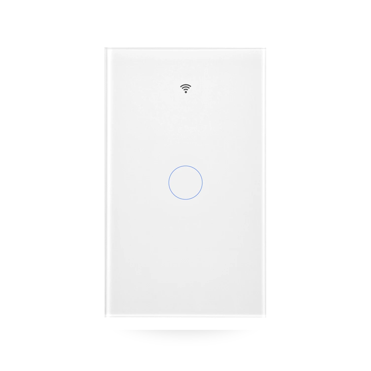 Studio packshot of white NéoMatter Glass Comfort one-button touch switch