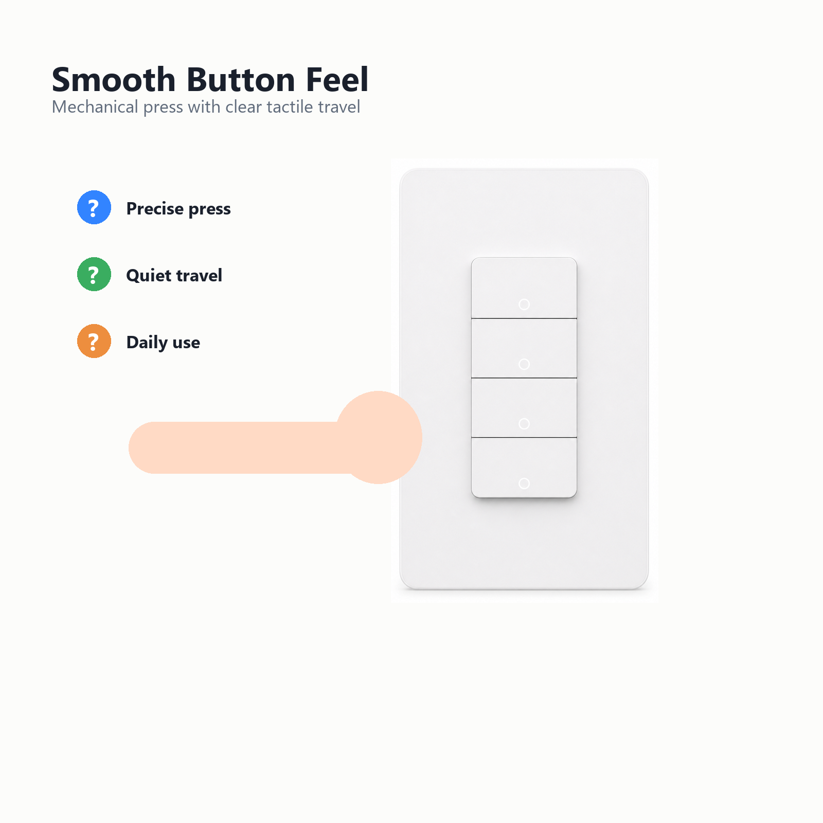 Smooth mechanical button feel visual for NéoMatter Push Comfort US