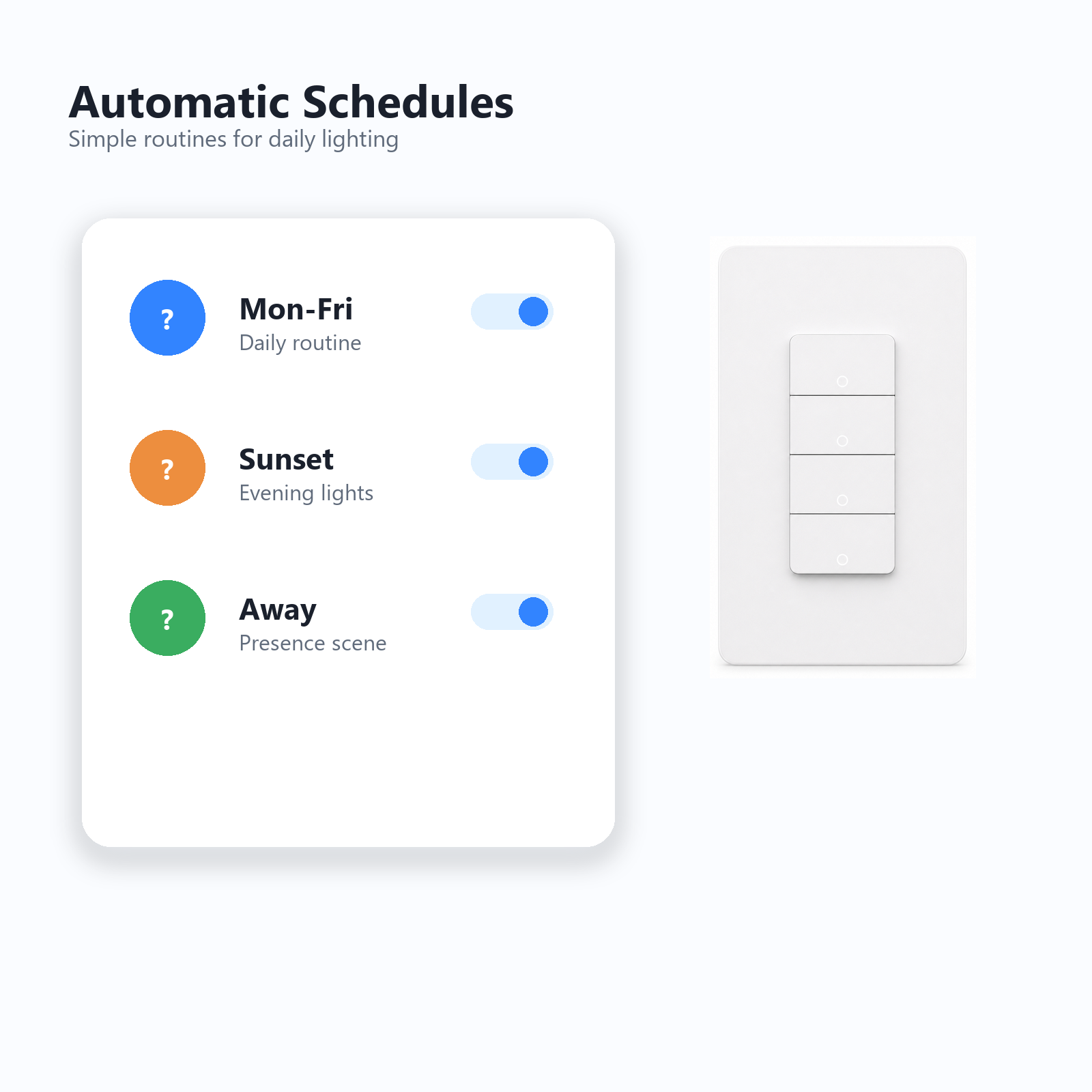 Automatic schedule routines visual for NéoMatter Push Comfort US