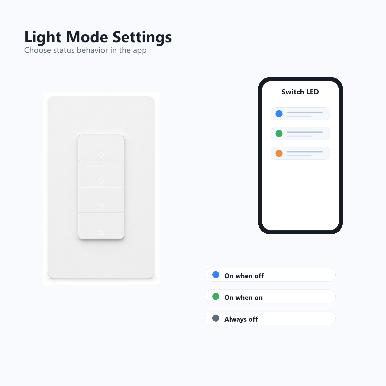 Light mode app settings visual for NéoMatter Push Comfort US