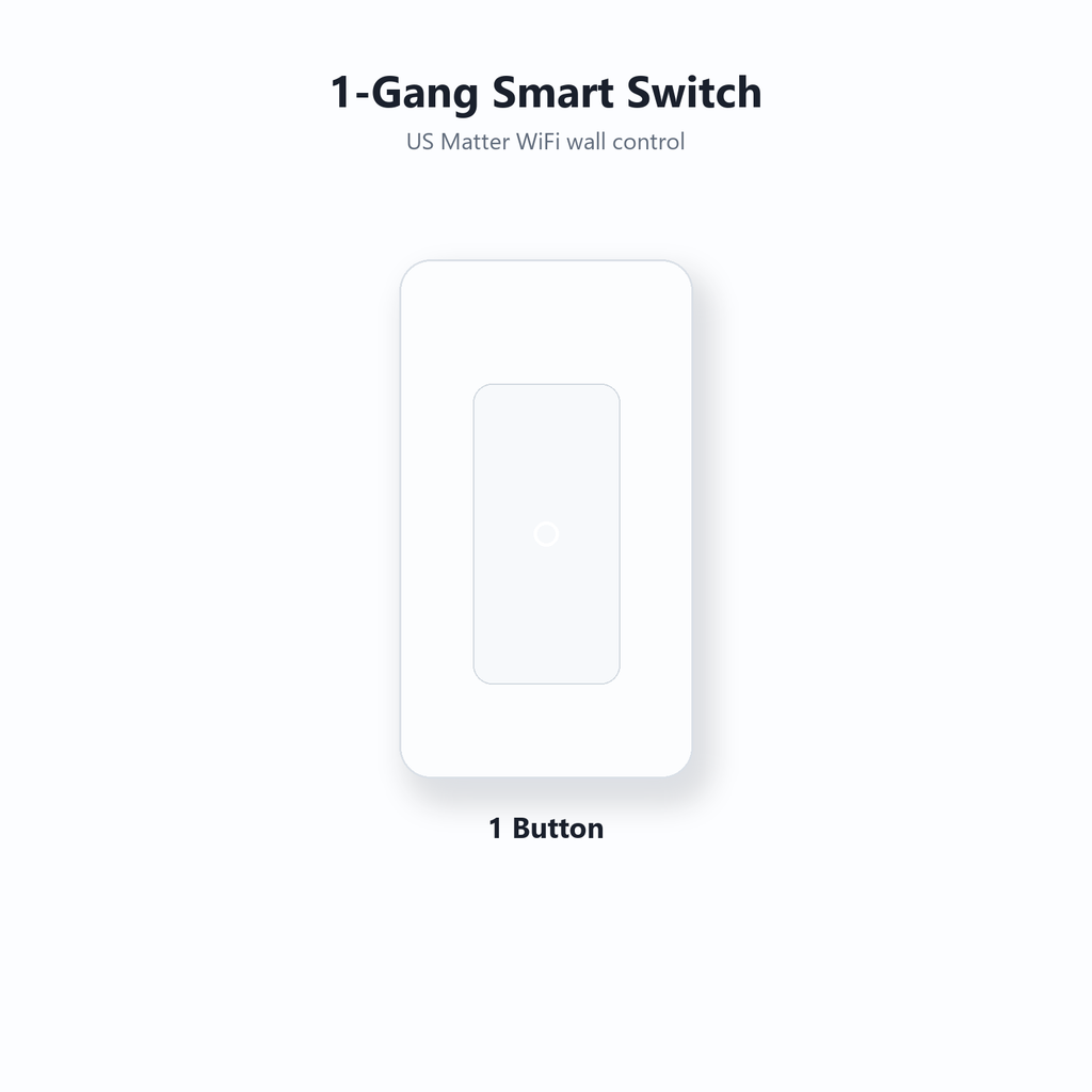 Studio packshot of one-gang NéoMatter Push Comfort US smart switch variant