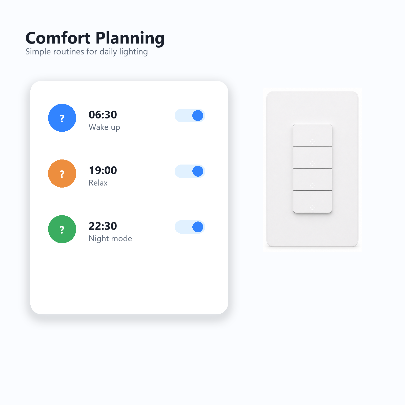 Comfort planning schedule visual for NéoMatter Push Comfort US