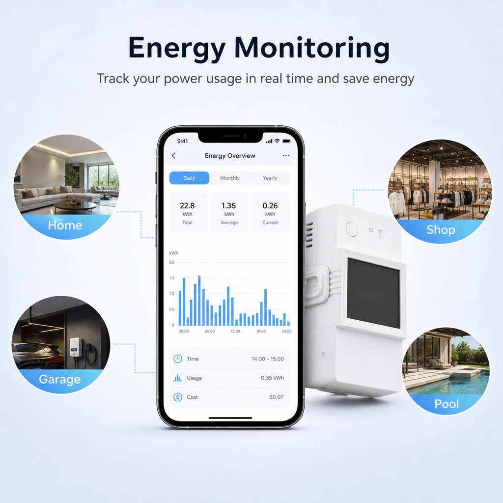 App energy monitoring dashboard for WiFi power meter with home use cases