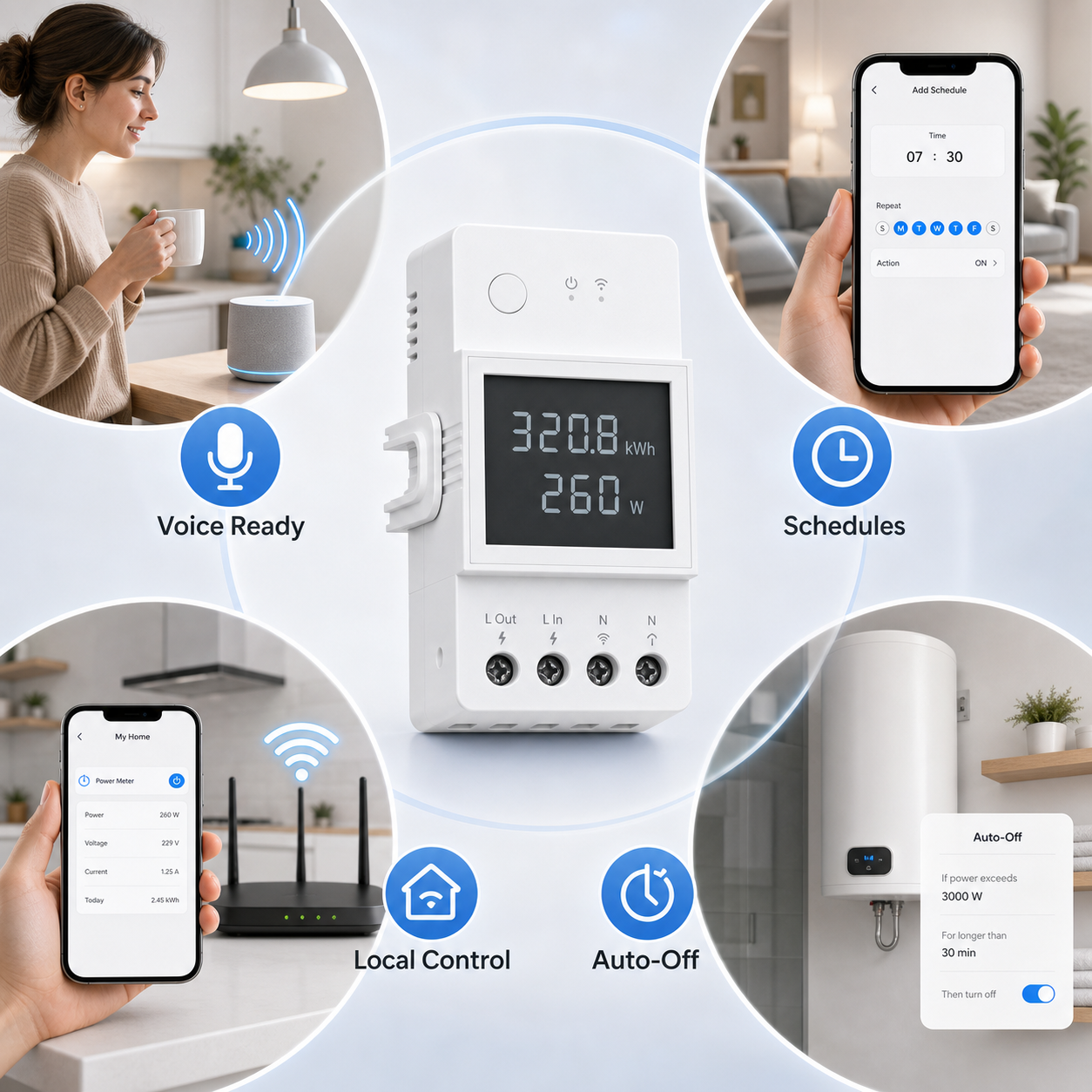 Lifestyle smart home control scenarios for WiFi energy meter