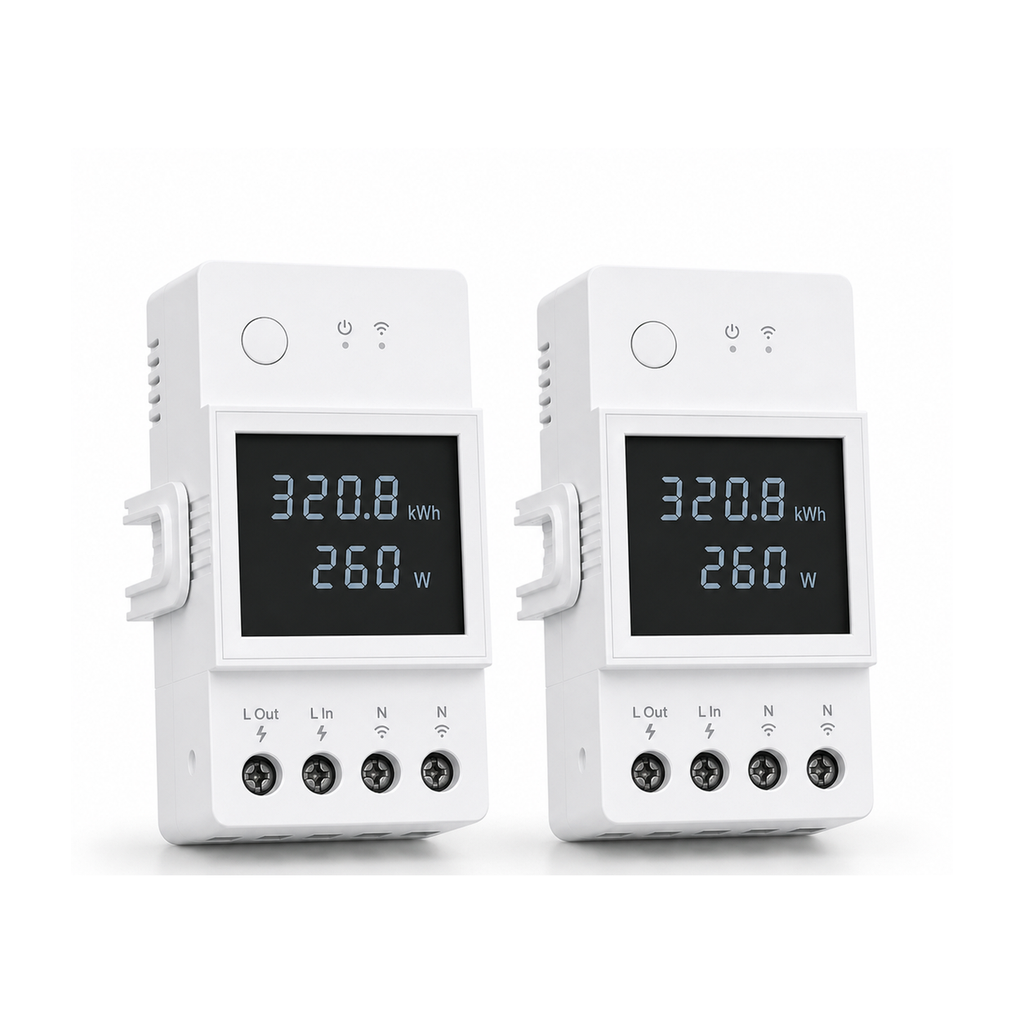 Lot de 2 modules Wi-Fi NéoMeter Power Pro 20A sur fond blanc