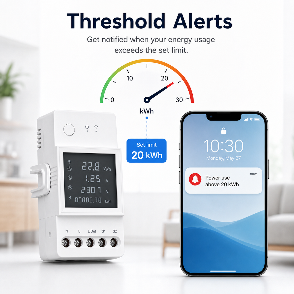 Threshold alert notification for WiFi energy meter power use