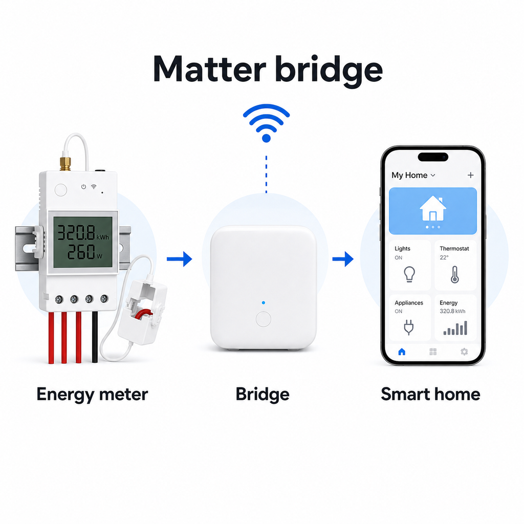 Generic Matter bridge compatibility diagram for NéoMeter Ring Pro energy meter