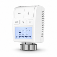 Studio packshot of compact NéoMini Comfort LED thermostatic radiator valve