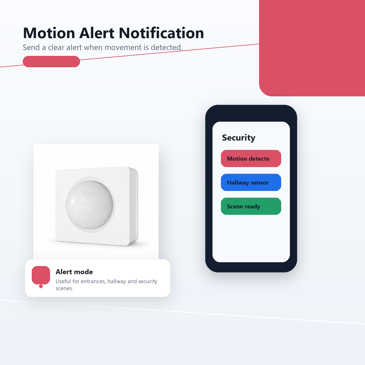 Motion alert notification overview for NéoMotion RF Pro sensor