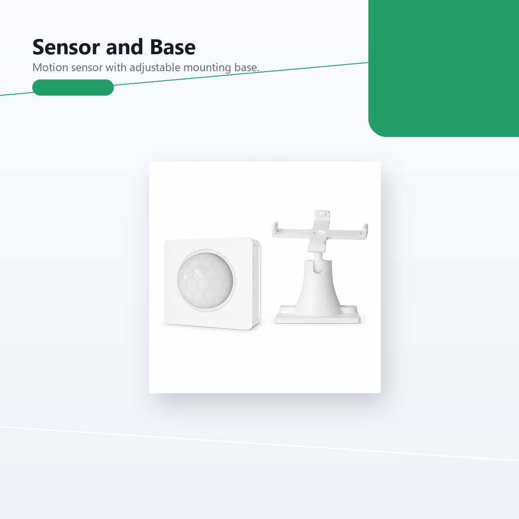 Studio packshot of NéoMotion RF Pro motion sensor with adjustable base