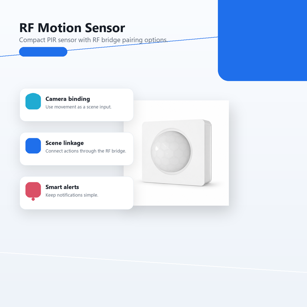 Feature overview for NéoMotion RF Pro motion sensor and RF bridge