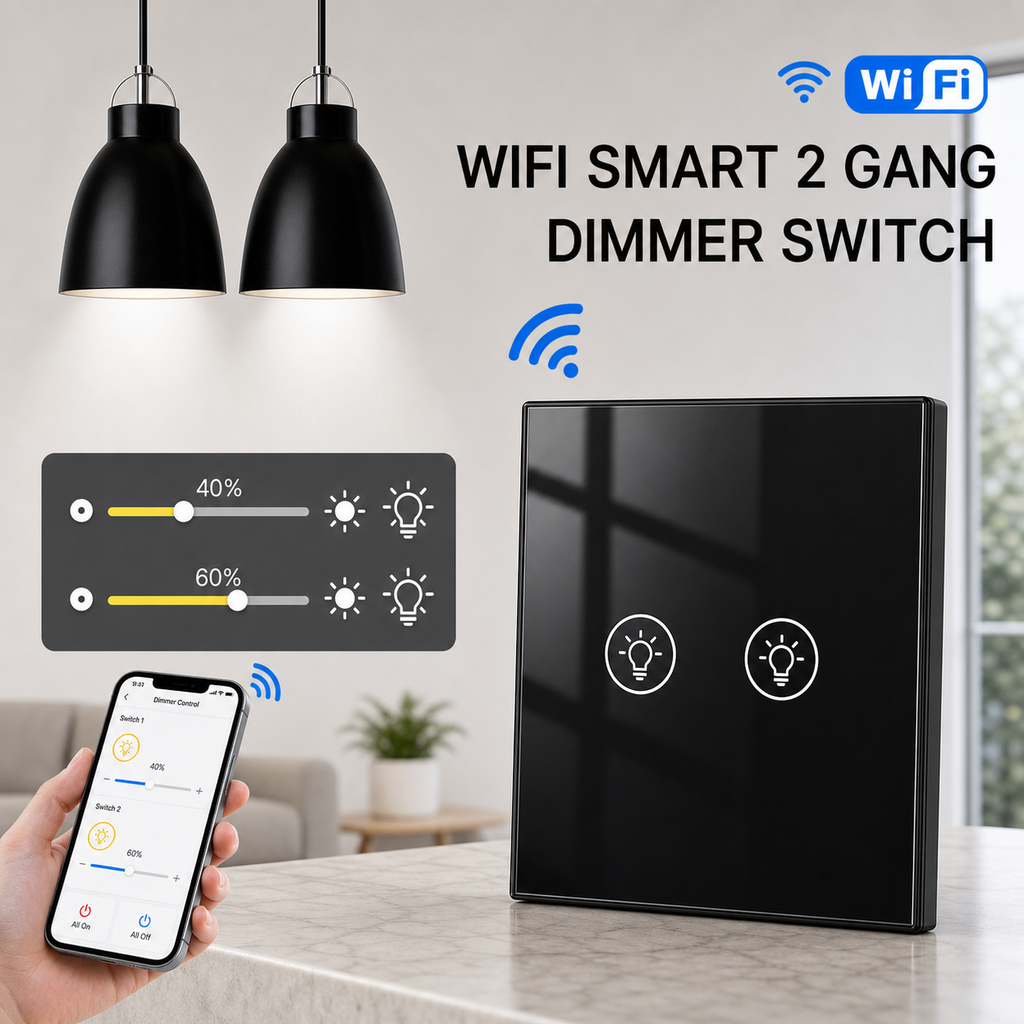 NéoMulti Dimmer black 2 gang square variant image