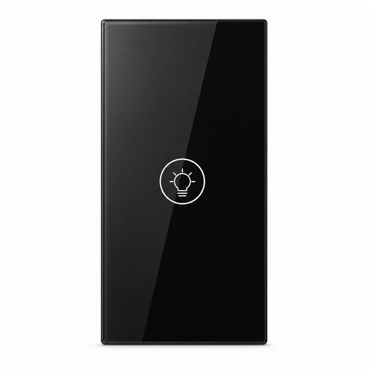 Studio packshot of black vertical one-touch Wi-Fi dimmer