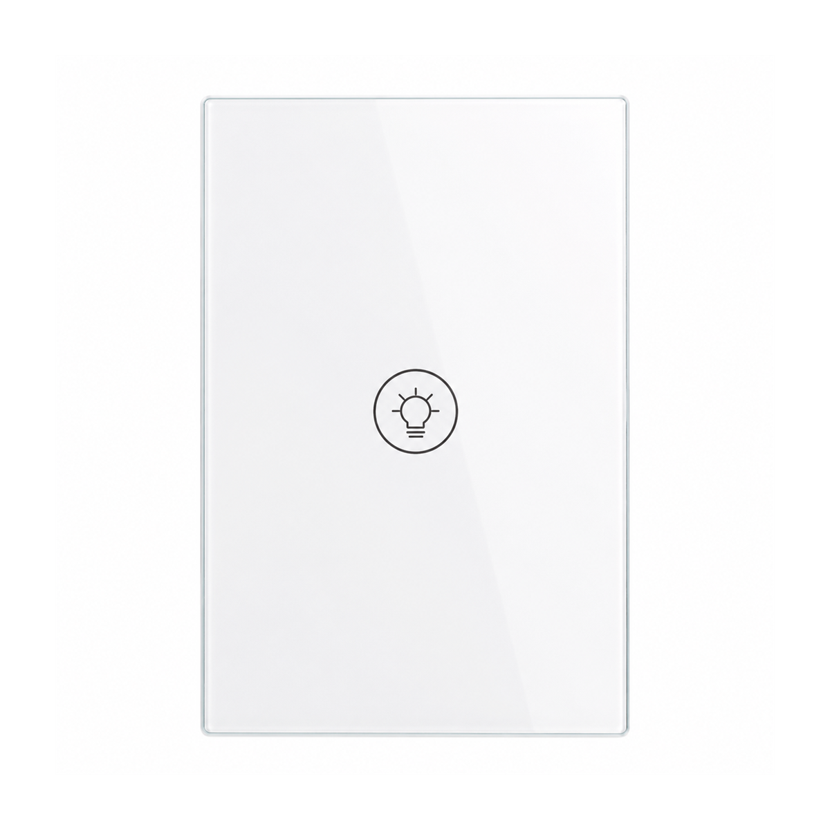 Variateur Wi-Fi NéoMulti Dimmer blanc vertical à un canal avec façade tactile brillante sur fond blanc.