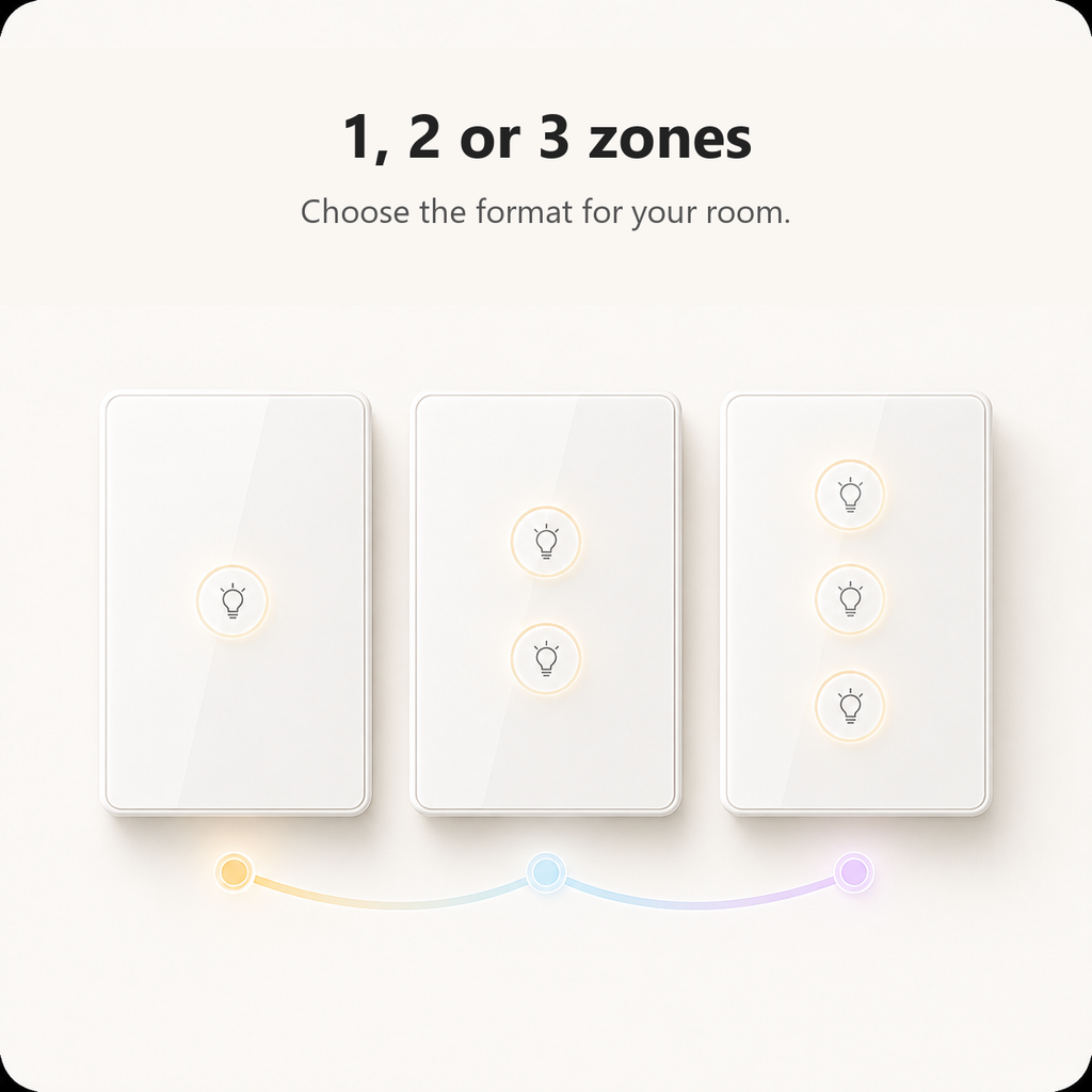 White dimmer variants for one two and three zones