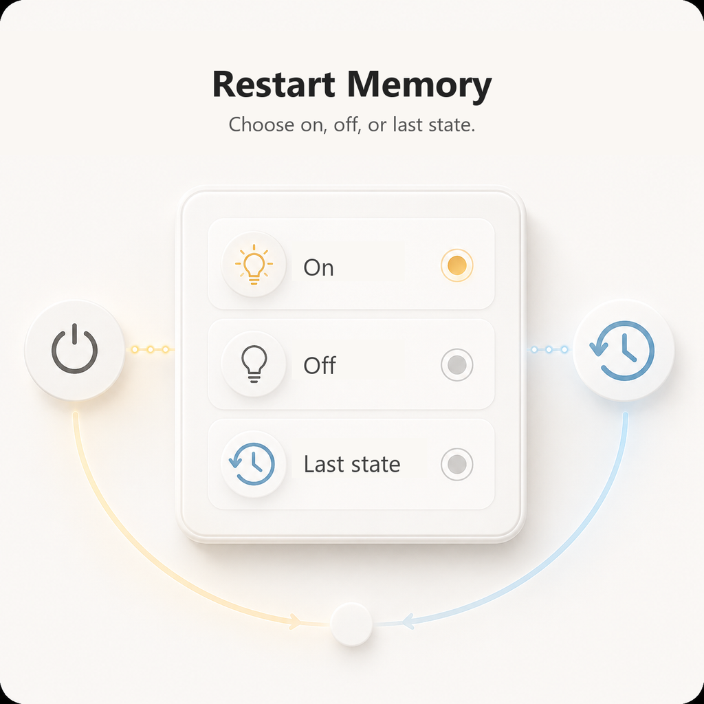 Restart memory options for on off and last state