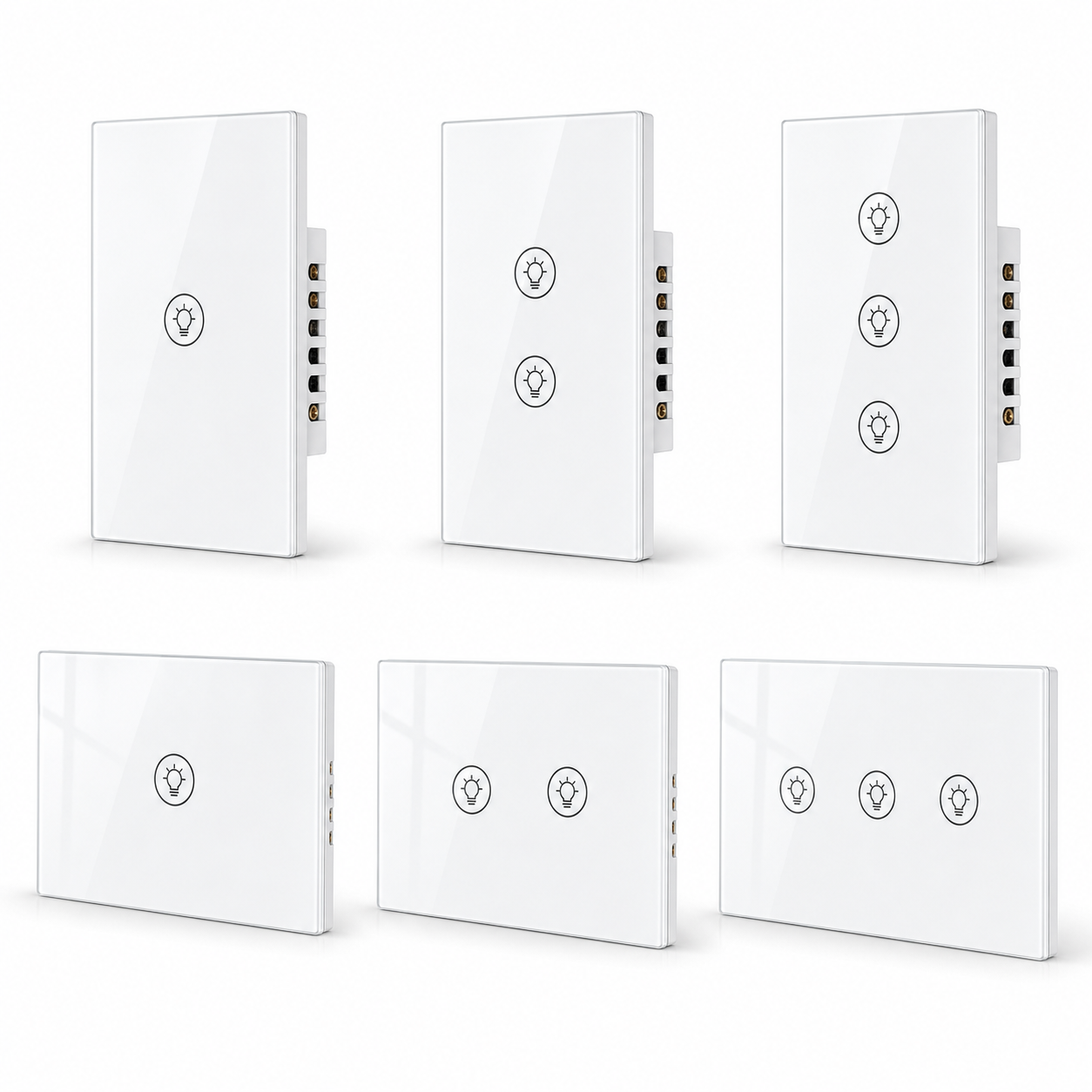 Range of white NéoMulti Dimmer variants with one two and three touch zones