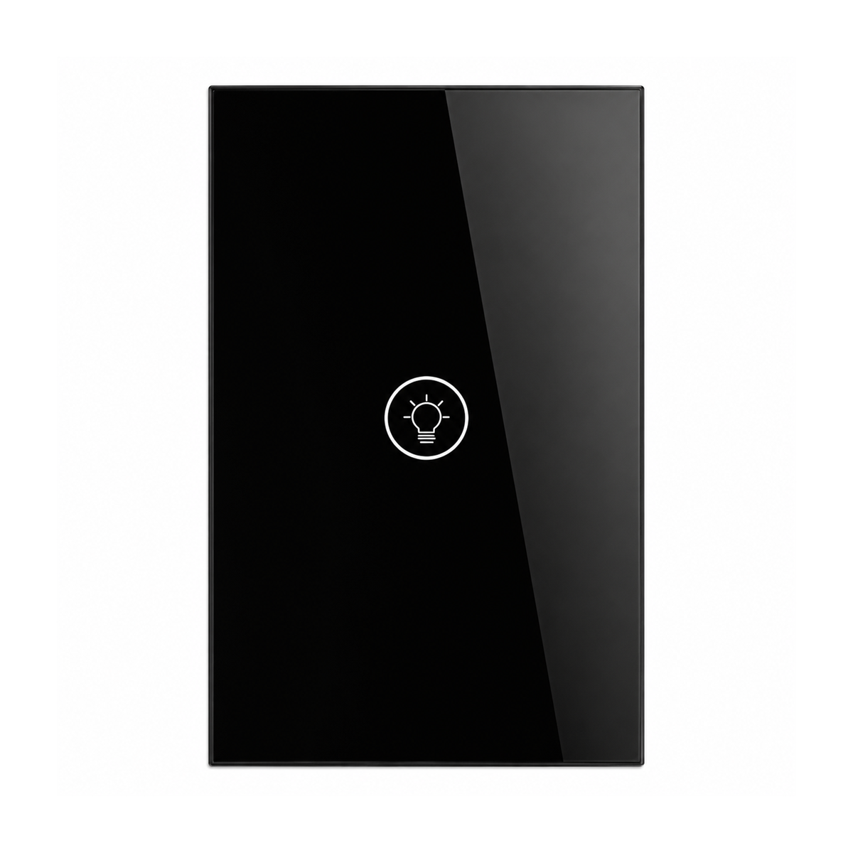 Variateur NéoMulti ZigBee Dimmer format EU noir à un canal avec façade tactile sur fond blanc.