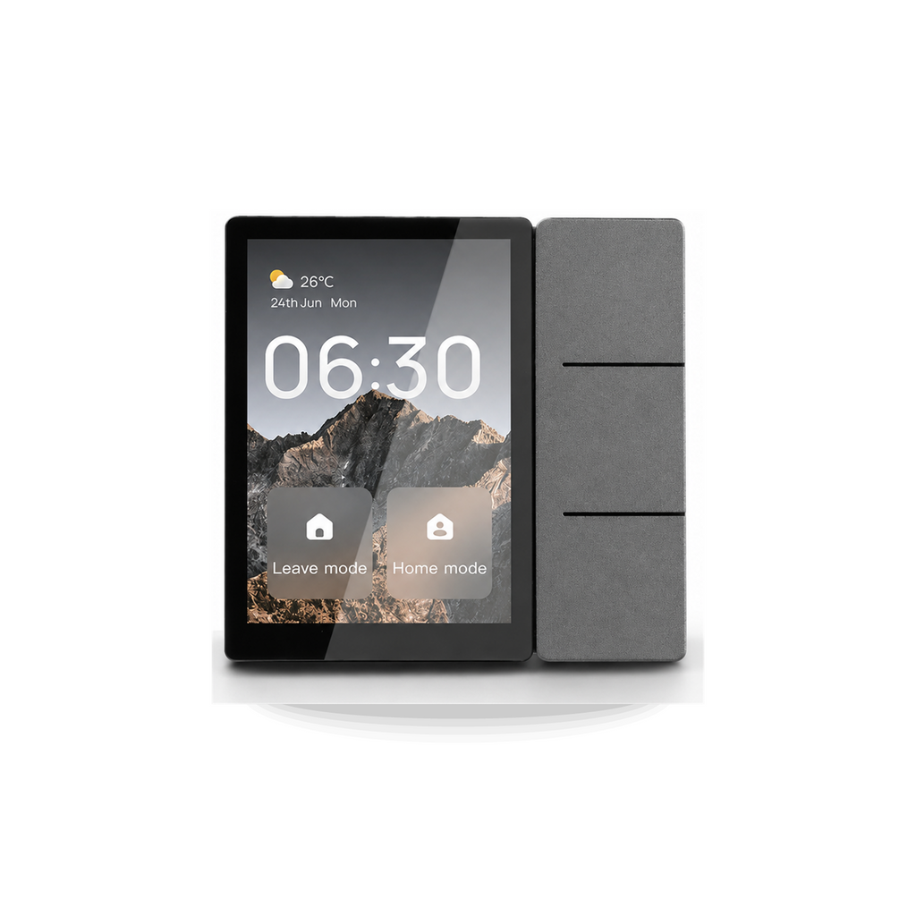 Panneau de contrôle Wi-Fi Bluetooth NéoPanel 3.5 Comfort sur fond blanc.