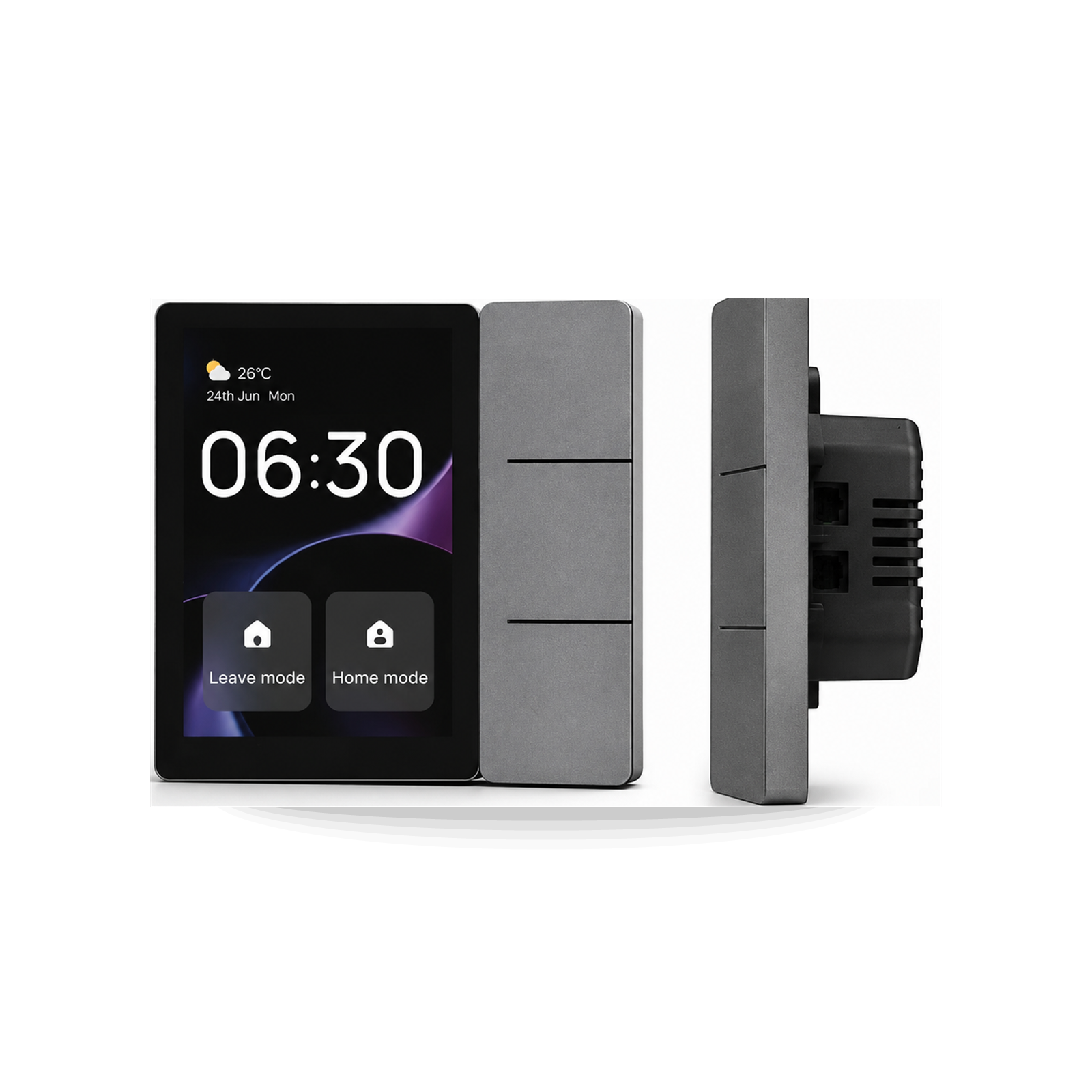 Profil du NéoPanel 3.5 Comfort avec module arrière sur fond blanc.