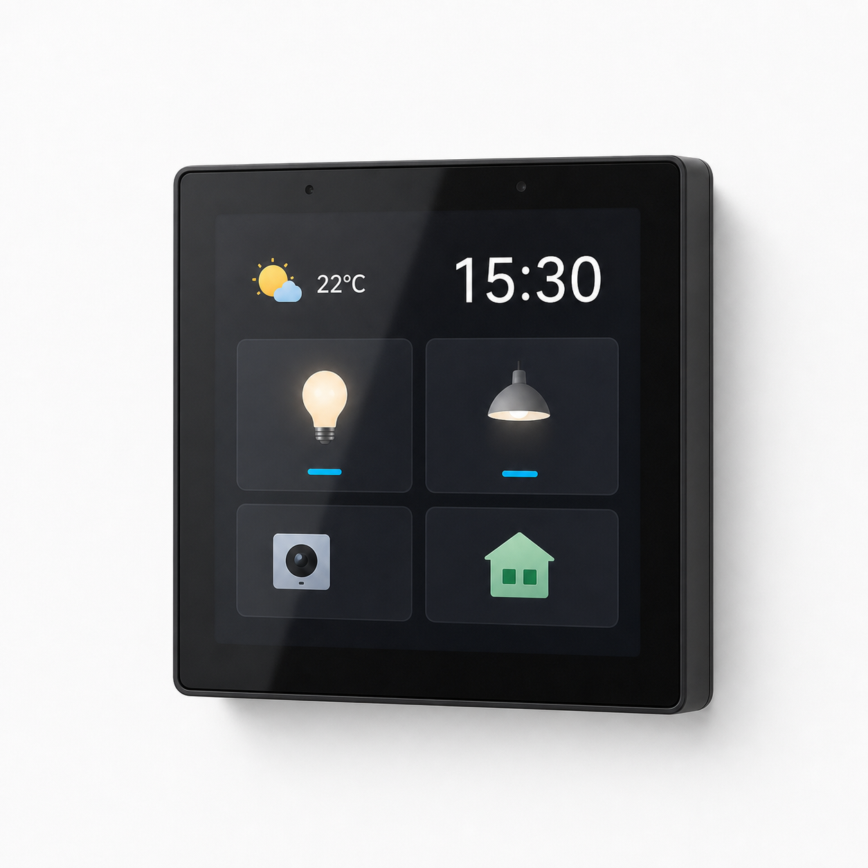 Black NeoPanel Pro Gen2 dual-relay smart-home control panel on a clean studio background
